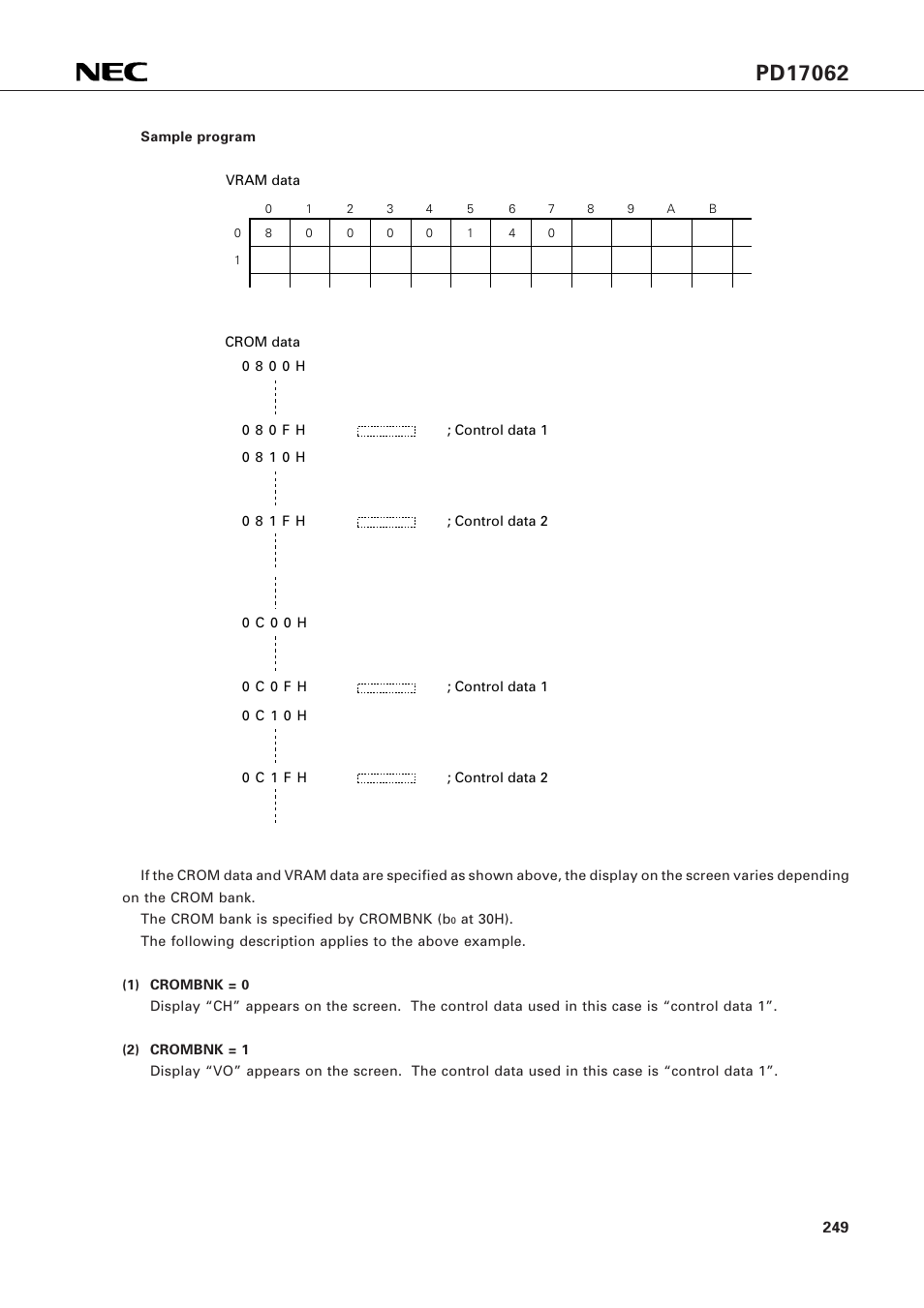 C ” “ h ” “ v ” “ o | NEC PD17062 User Manual | Page 249 / 296