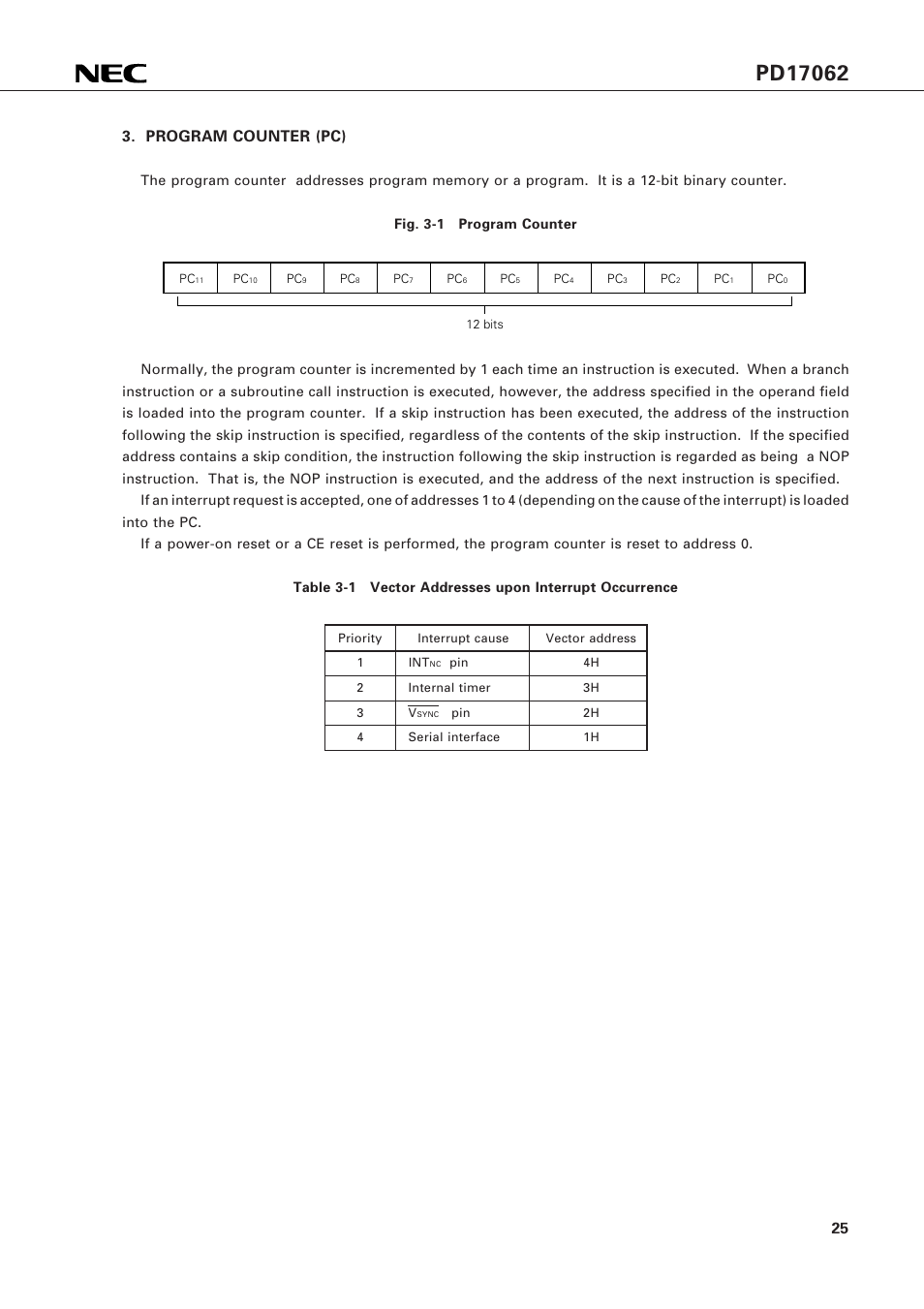 Program counter (pc) | NEC PD17062 User Manual | Page 25 / 296