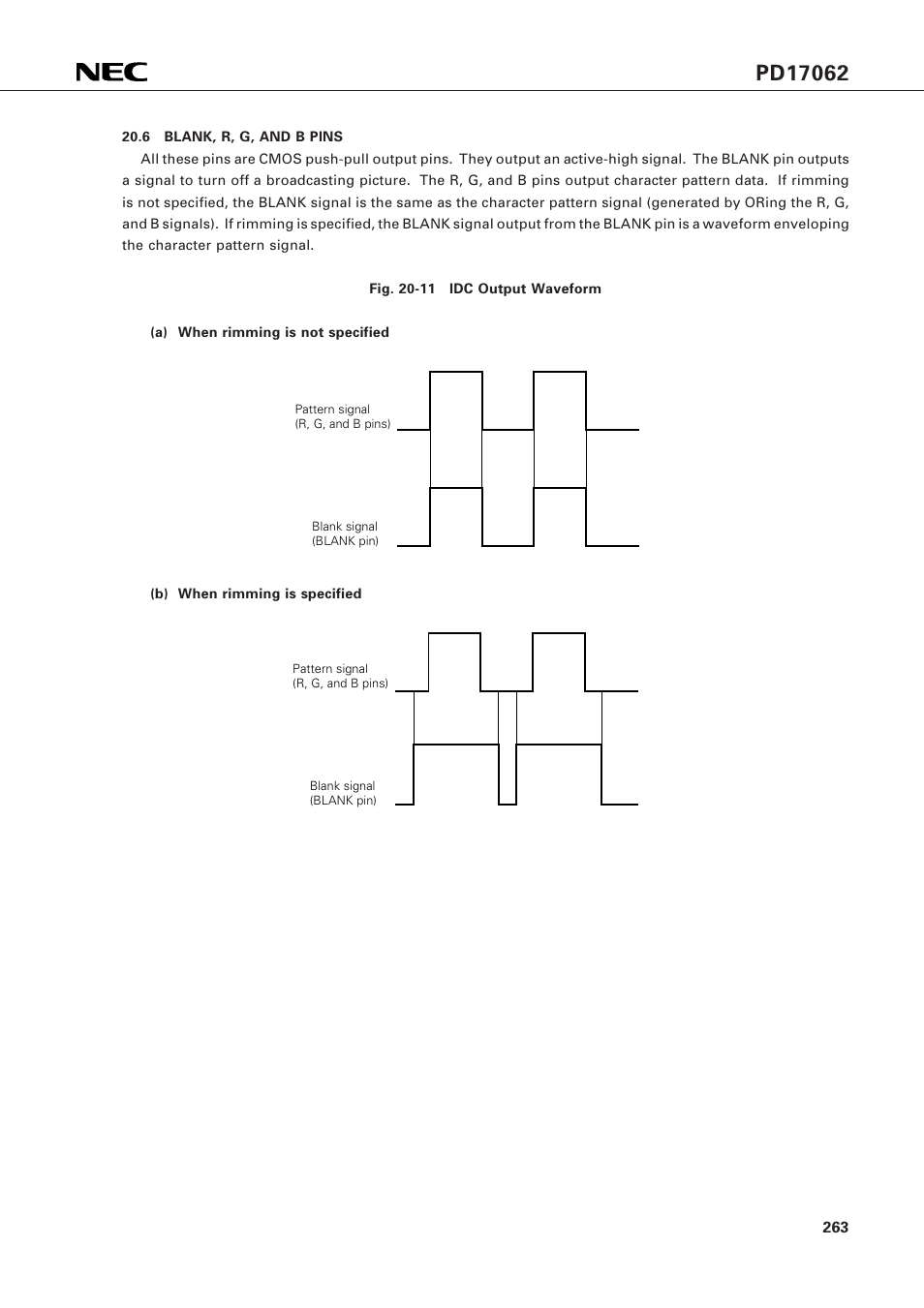 6 blank, r, g, and b pins | NEC PD17062 User Manual | Page 263 / 296