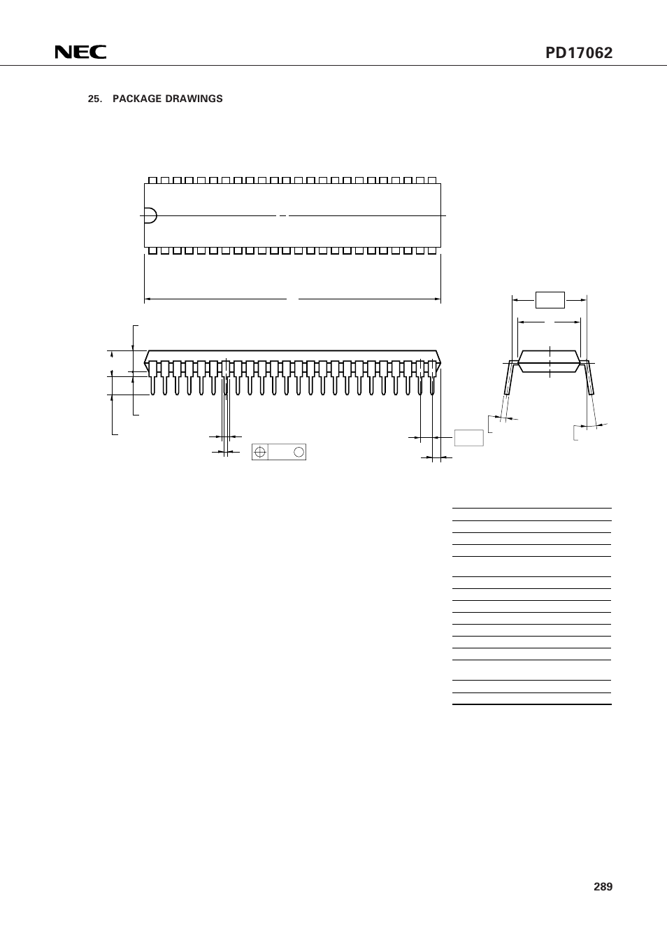 Package drawings | NEC PD17062 User Manual | Page 289 / 296