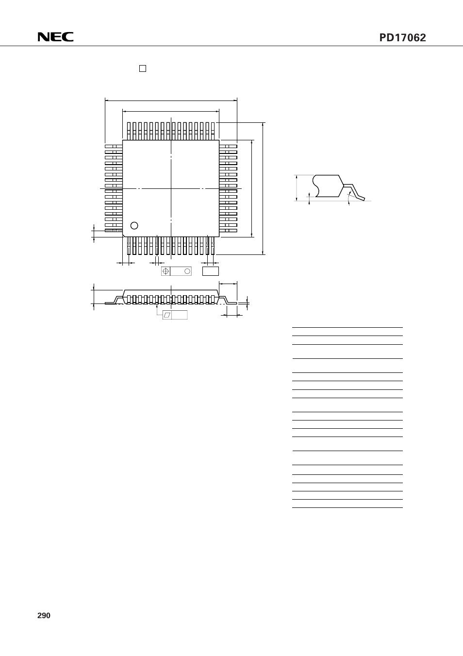 64 pin plastic qfp ( 14) | NEC PD17062 User Manual | Page 290 / 296