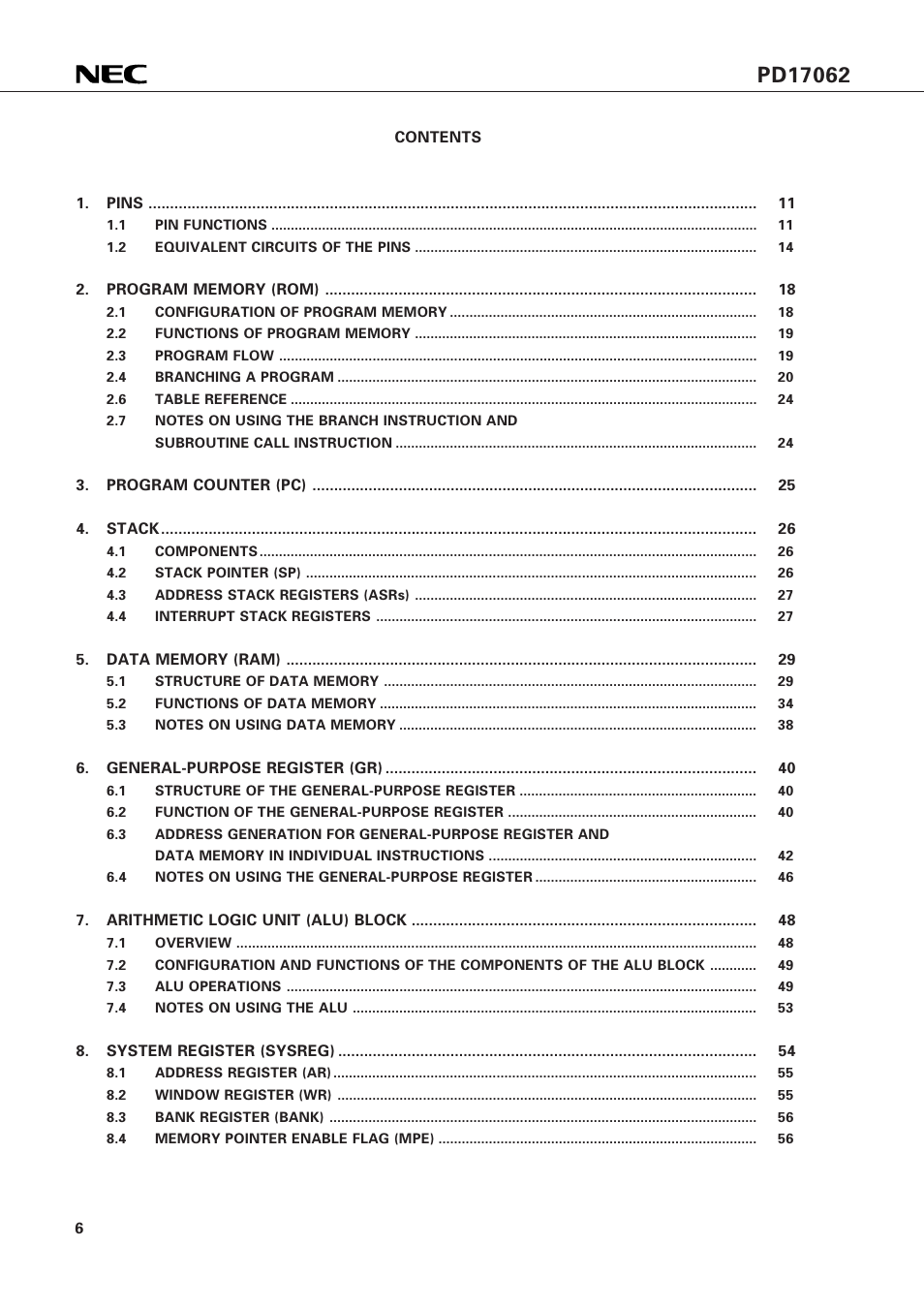 NEC PD17062 User Manual | Page 6 / 296