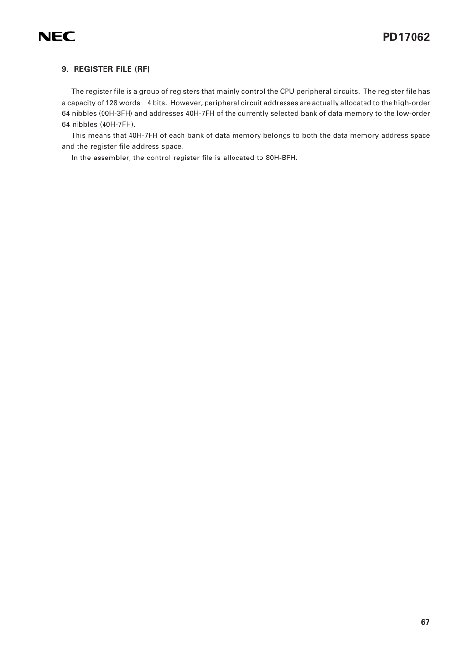 Register file (rf) | NEC PD17062 User Manual | Page 67 / 296