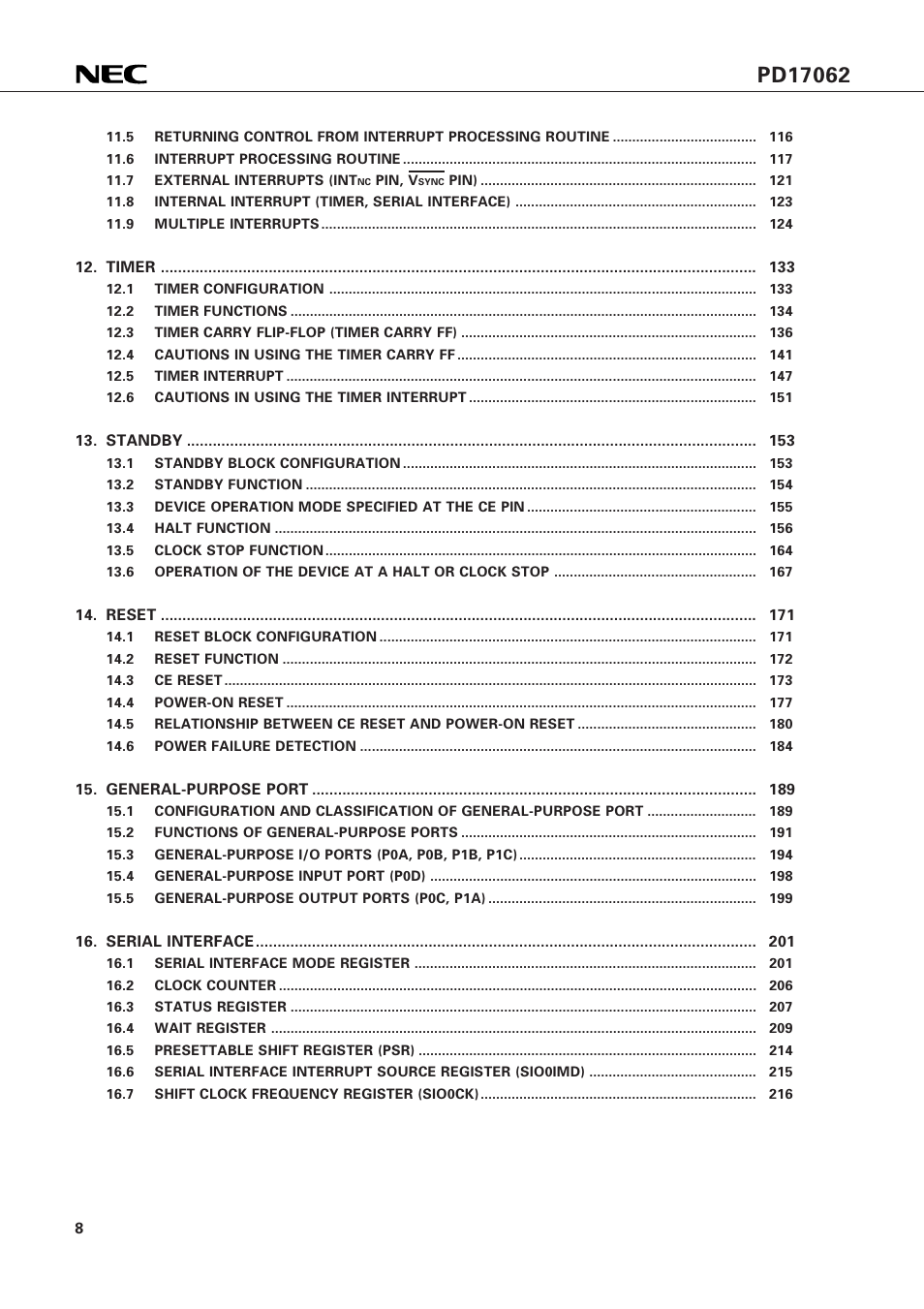 NEC PD17062 User Manual | Page 8 / 296