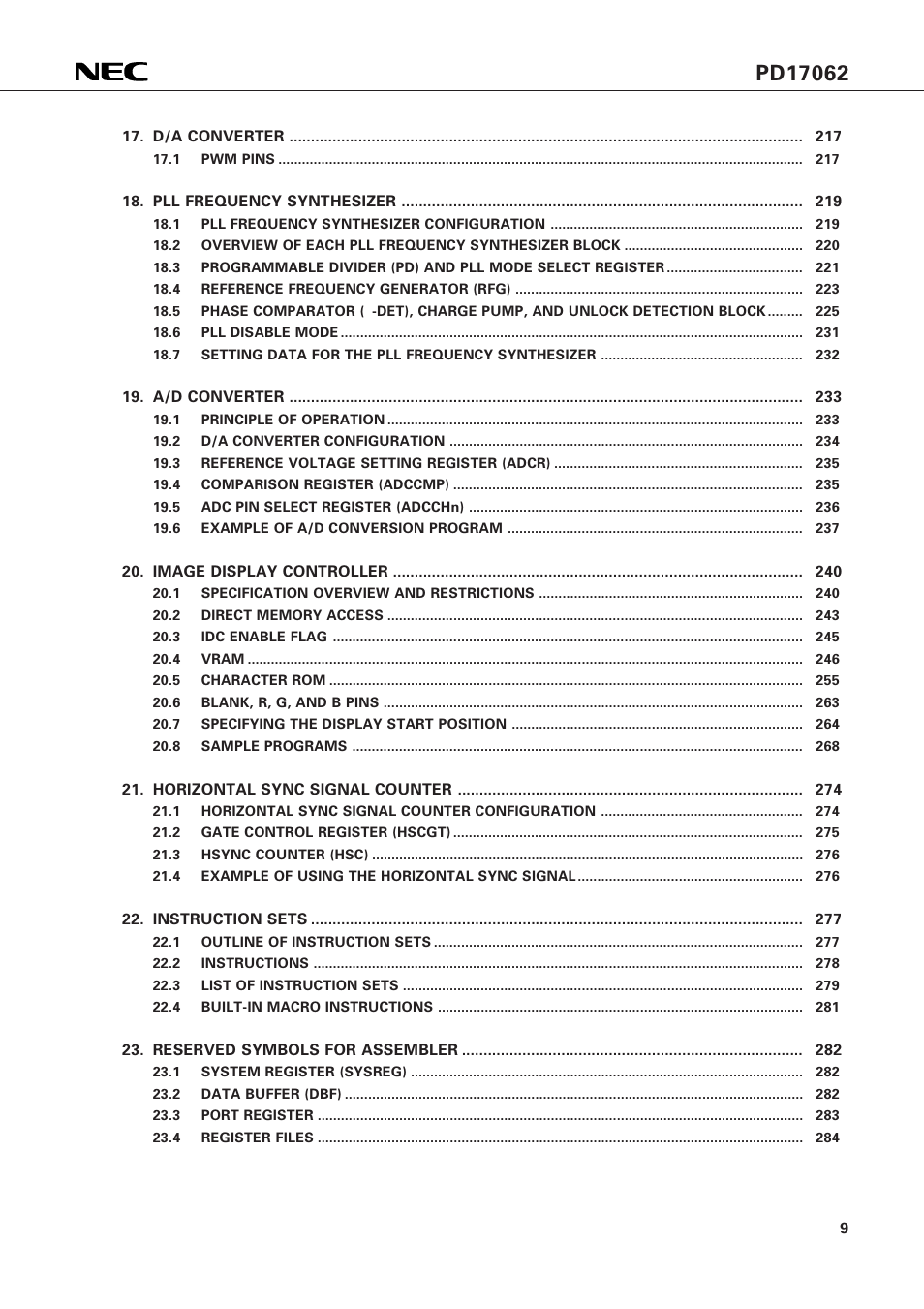 NEC PD17062 User Manual | Page 9 / 296