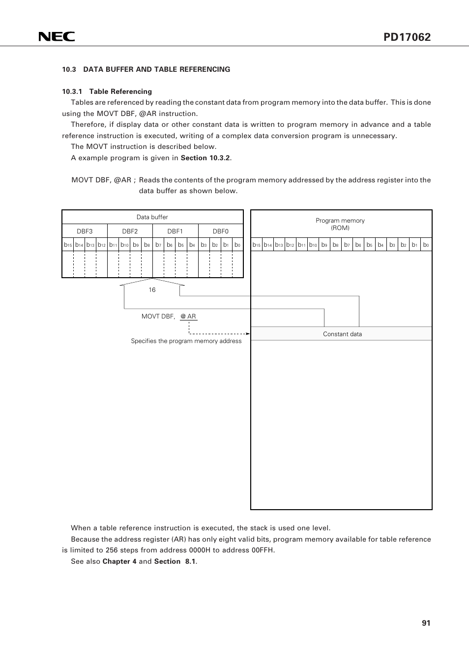 3 data buffer and table referencing | NEC PD17062 User Manual | Page 91 / 296