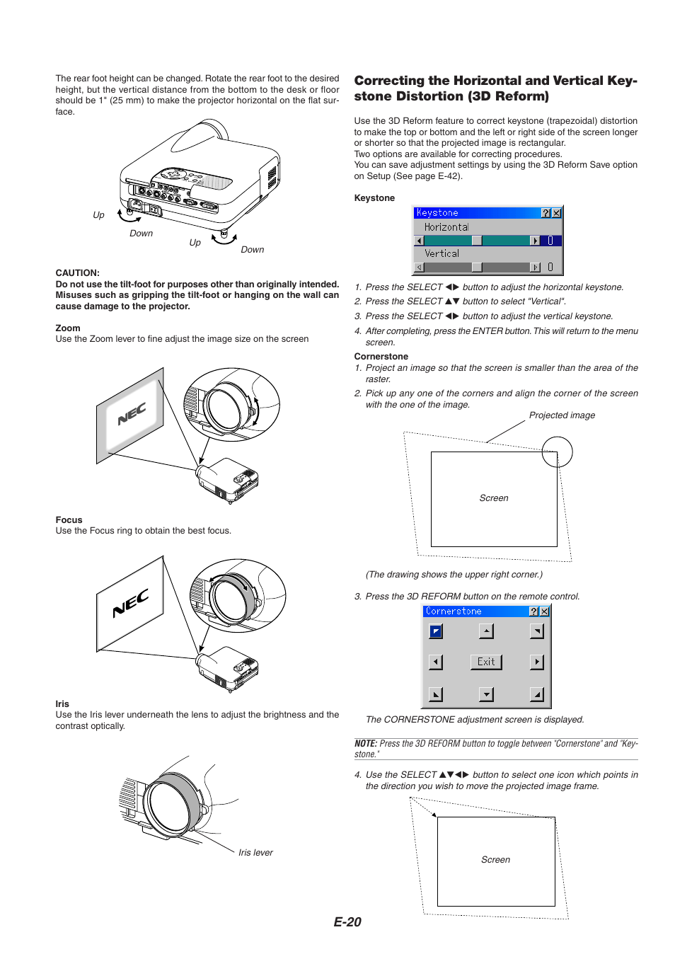 E-20 | NEC HT1000 User Manual | Page 24 / 66