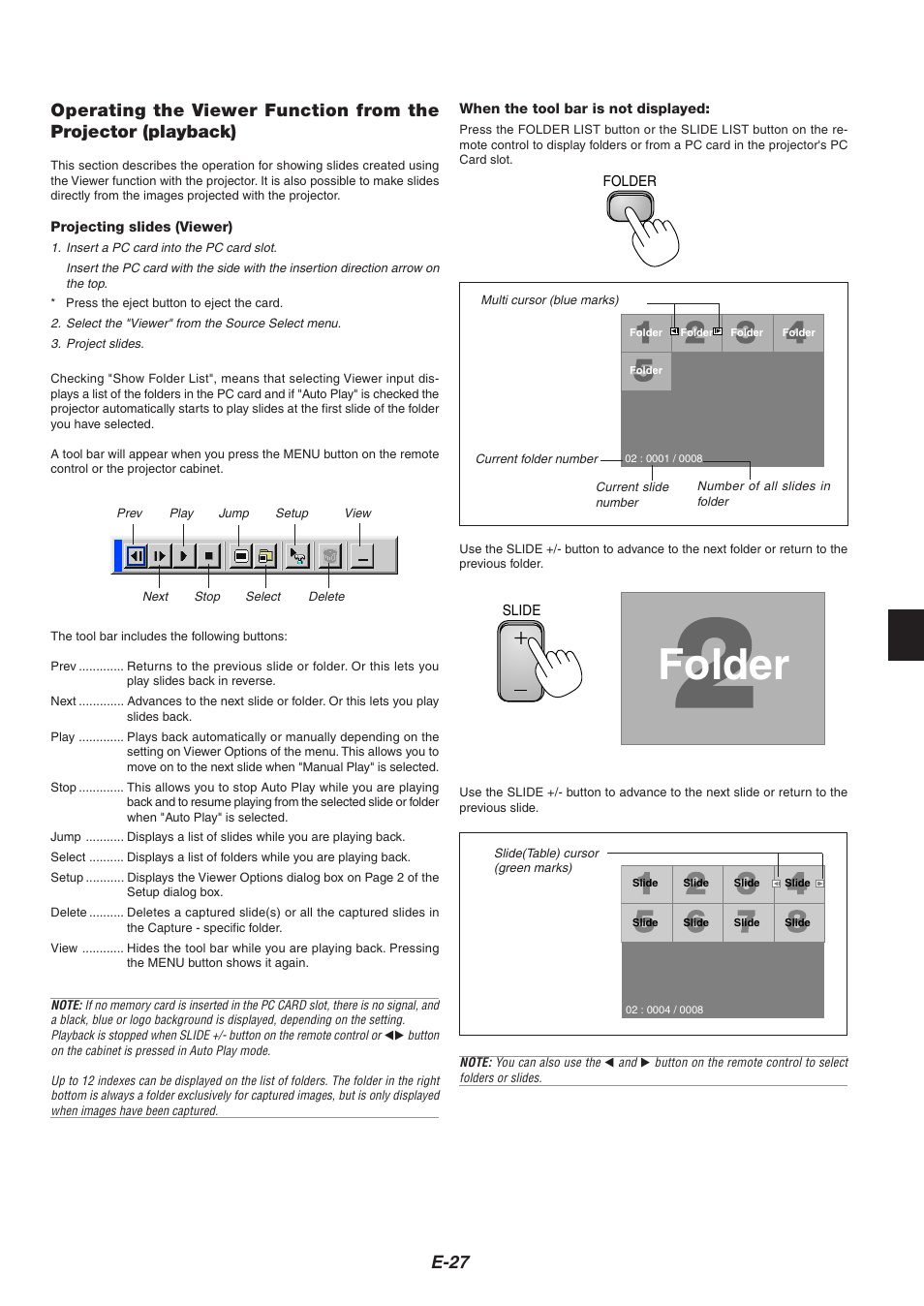 Folder, E-27 | NEC HT1000 User Manual | Page 31 / 66