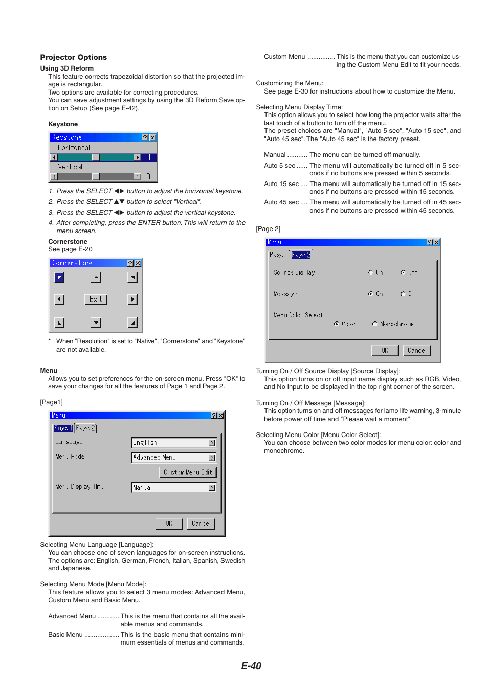 E-40 | NEC HT1000 User Manual | Page 44 / 66