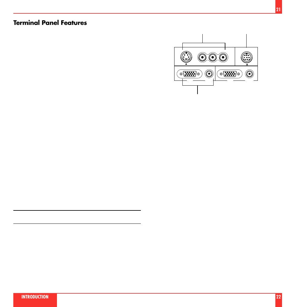 Terminal panel features | NEC MultiSync LT 80 User Manual | Page 12 / 45