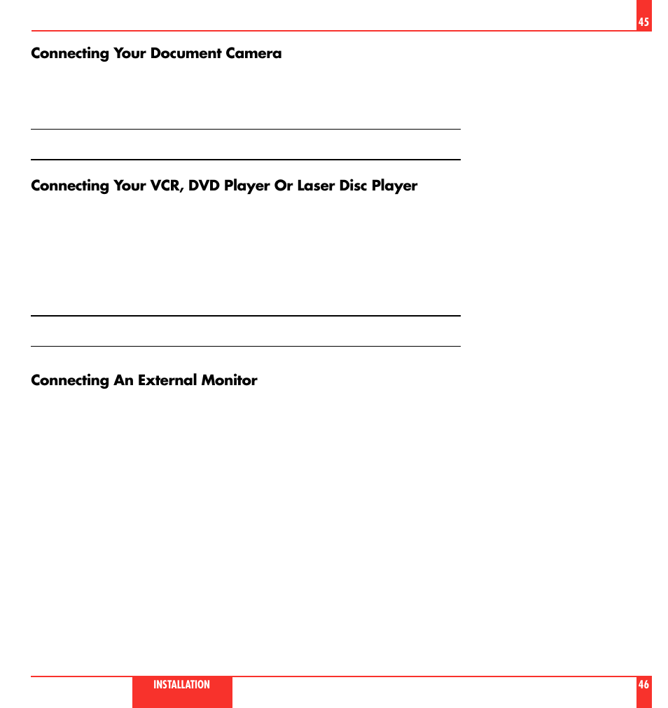 Connecting your document camera, Connecting an external monitor | NEC MultiSync LT 80 User Manual | Page 24 / 45