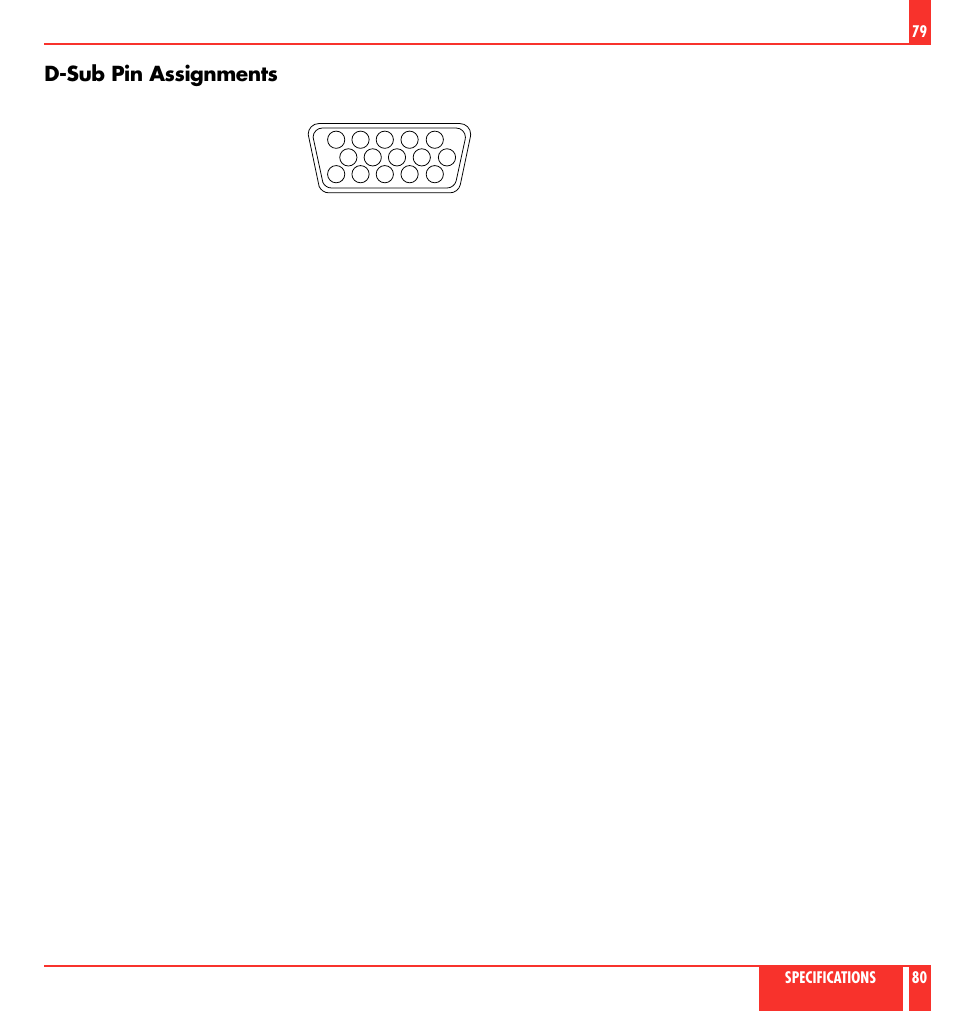 D-sub pin assignments | NEC MultiSync LT 80 User Manual | Page 41 / 45