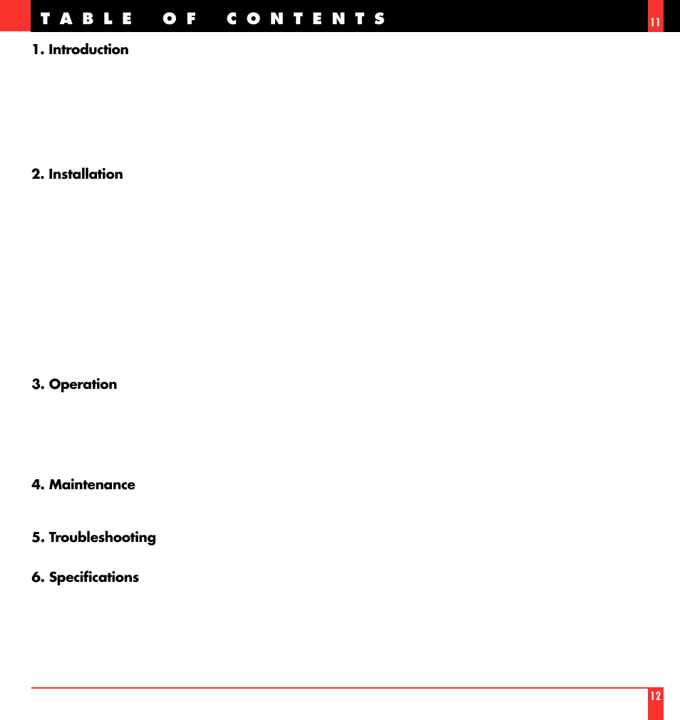 Introduction, Installation, Operation | Maintenance, Troubleshooting, Specifications | NEC MultiSync LT 80 User Manual | Page 7 / 45