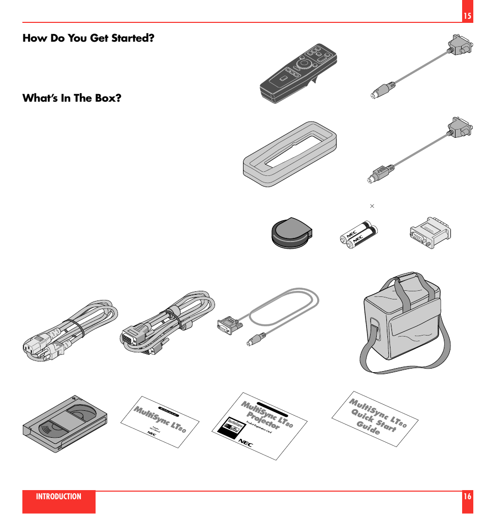 How do you get started, What’s in the box | NEC MultiSync LT 80 User Manual | Page 9 / 45