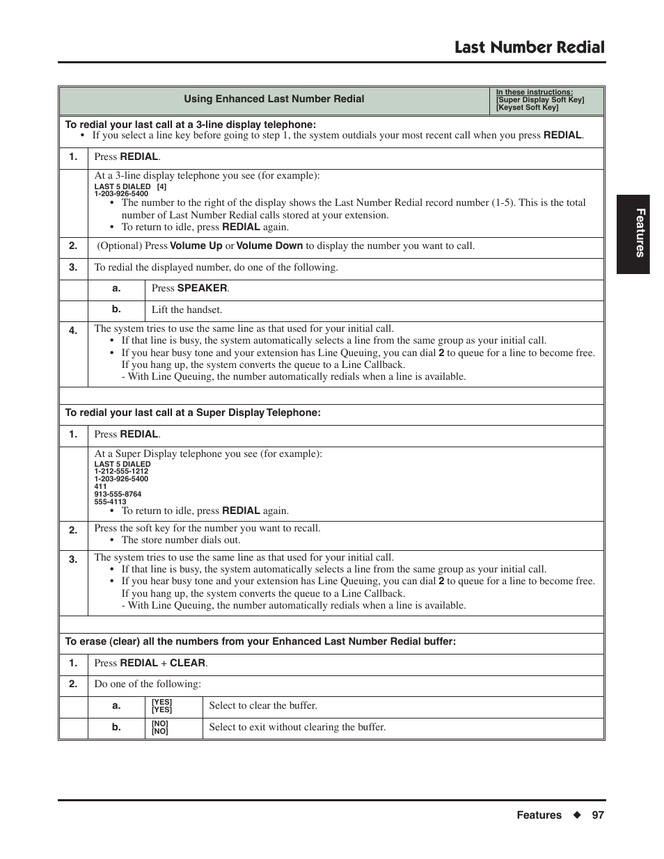 Last number redial | NEC DSX 1093099 User Manual | Page 105 / 190