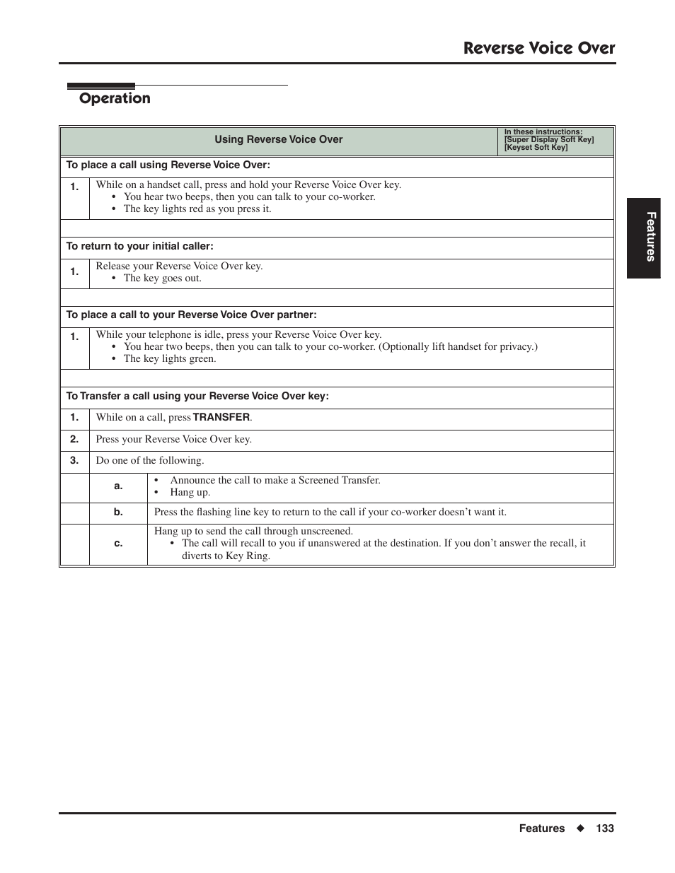 Reverse voice over, Operation | NEC DSX 1093099 User Manual | Page 141 / 190