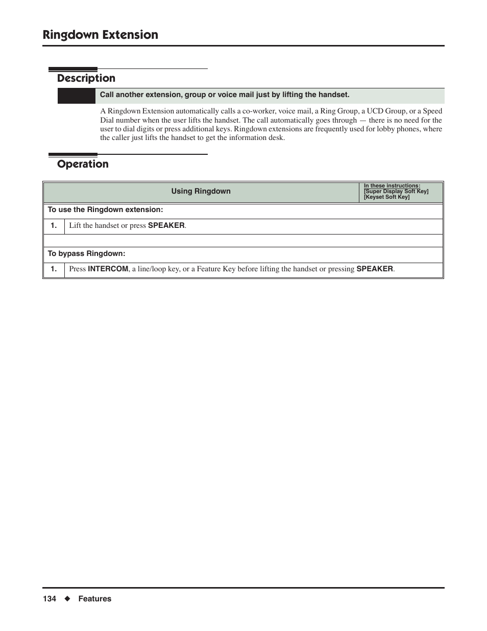 Ringdown extension, Description, Operation | NEC DSX 1093099 User Manual | Page 142 / 190