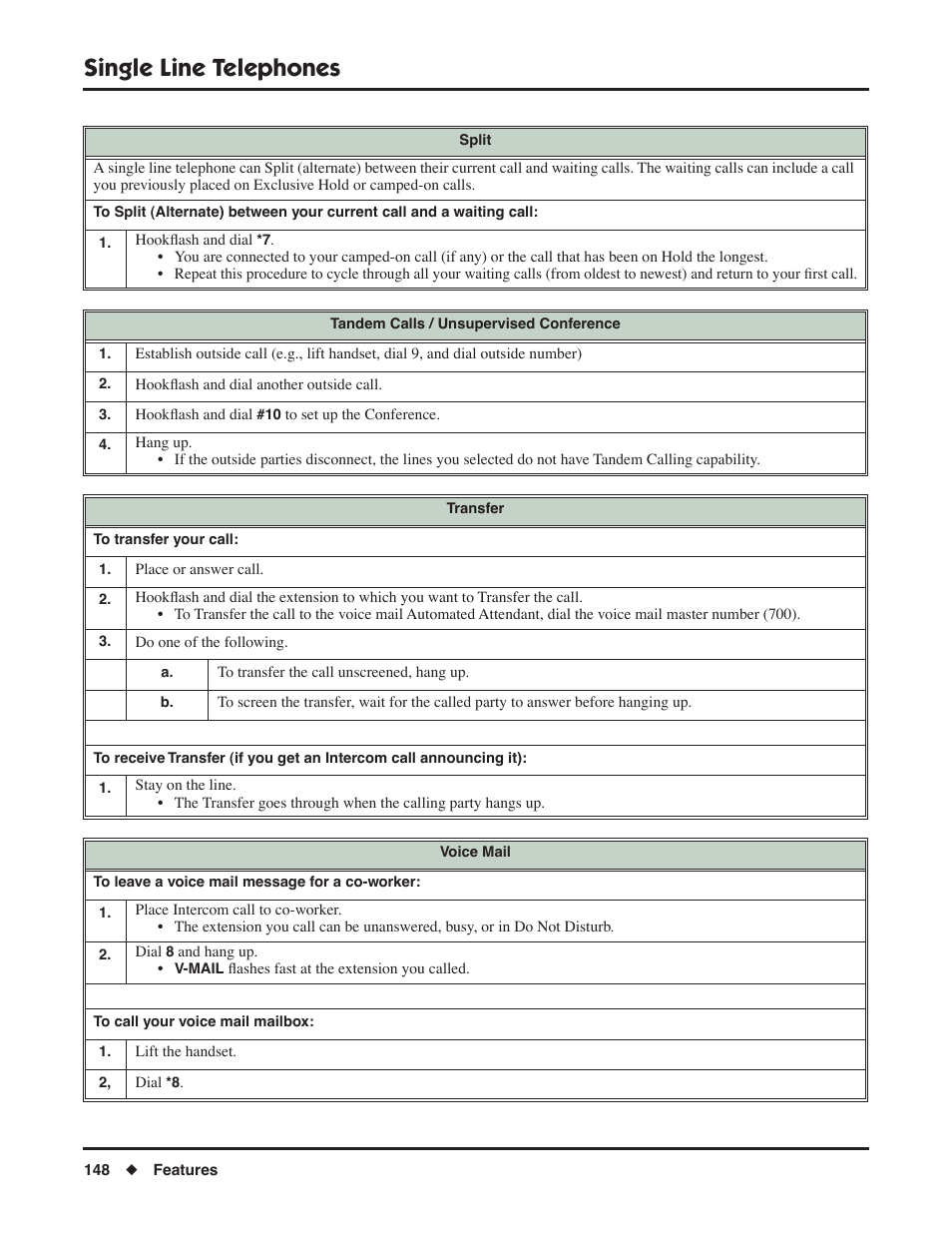Single line telephones | NEC DSX 1093099 User Manual | Page 156 / 190