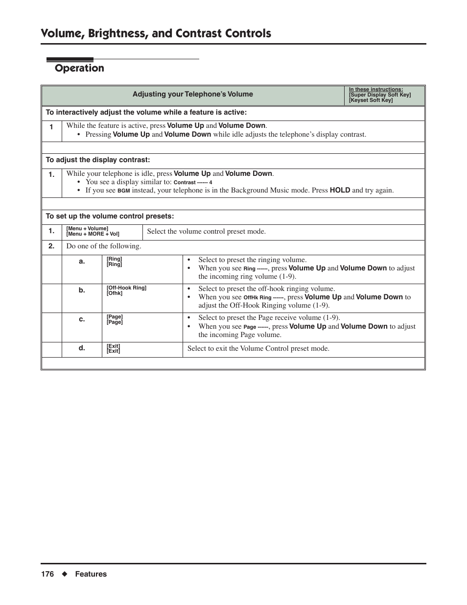 Volume, brightness, and contrast controls, Operation | NEC DSX 1093099 User Manual | Page 184 / 190