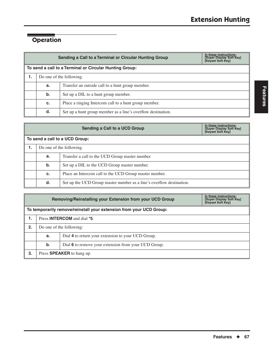 Extension hunting, Operation | NEC DSX 1093099 User Manual | Page 75 / 190