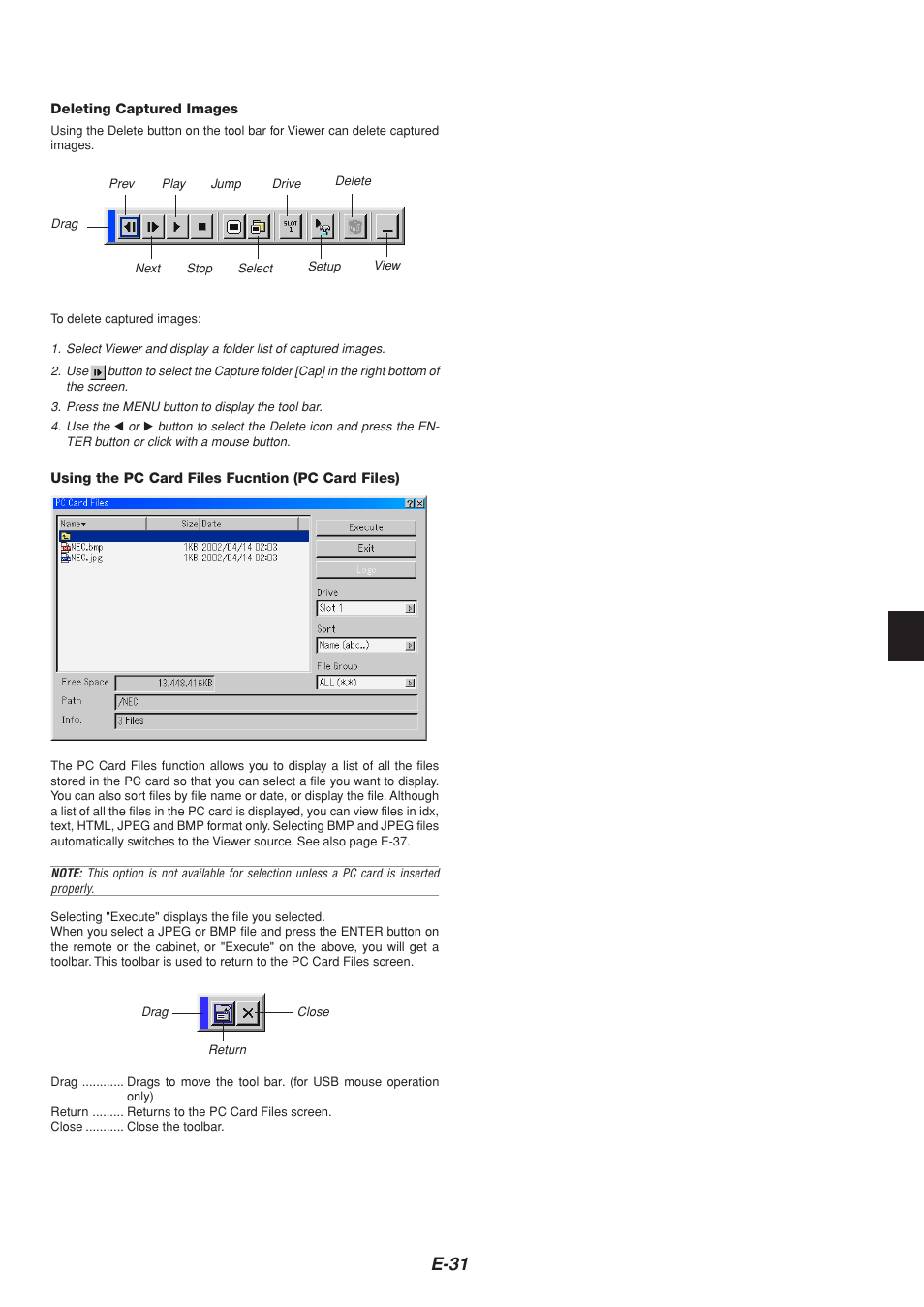 E-31 | NEC MT1065  EN User Manual | Page 31 / 65