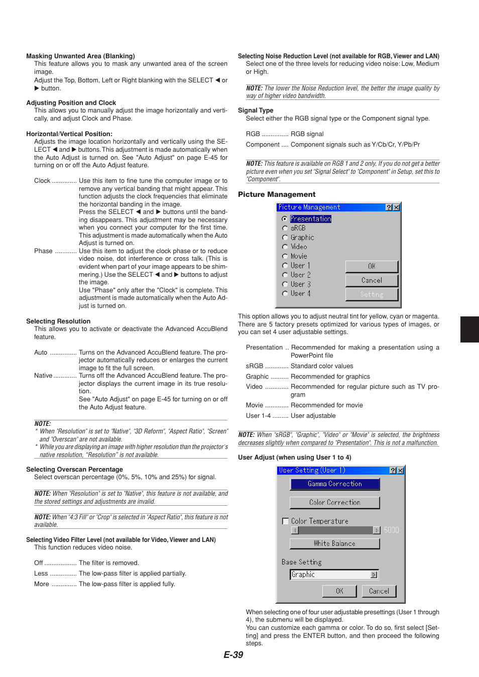 E-39 | NEC MT1065  EN User Manual | Page 39 / 65