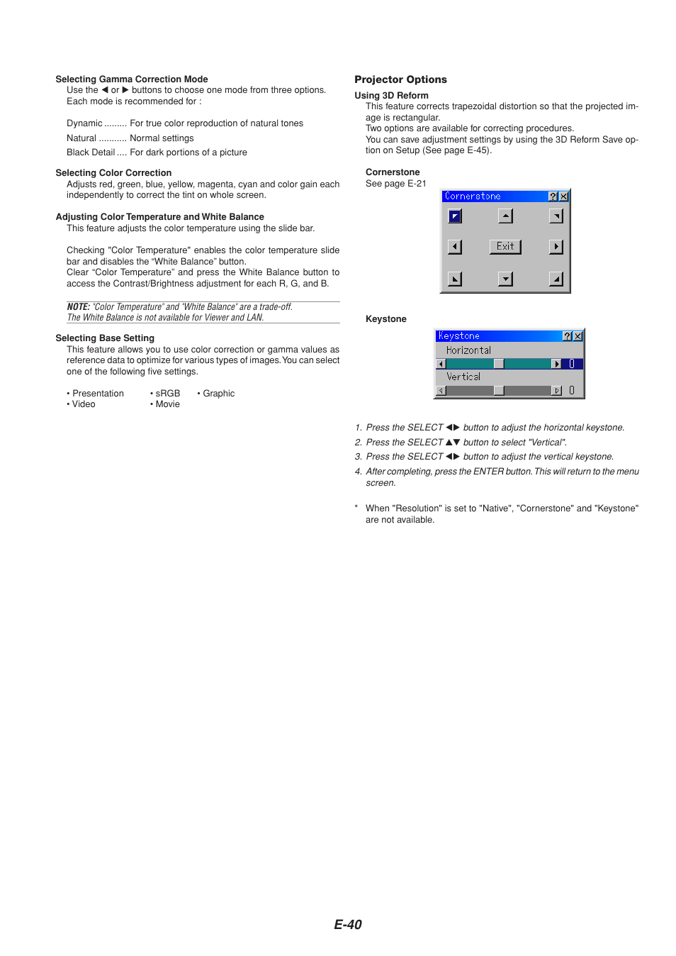 E-40 | NEC MT1065  EN User Manual | Page 40 / 65