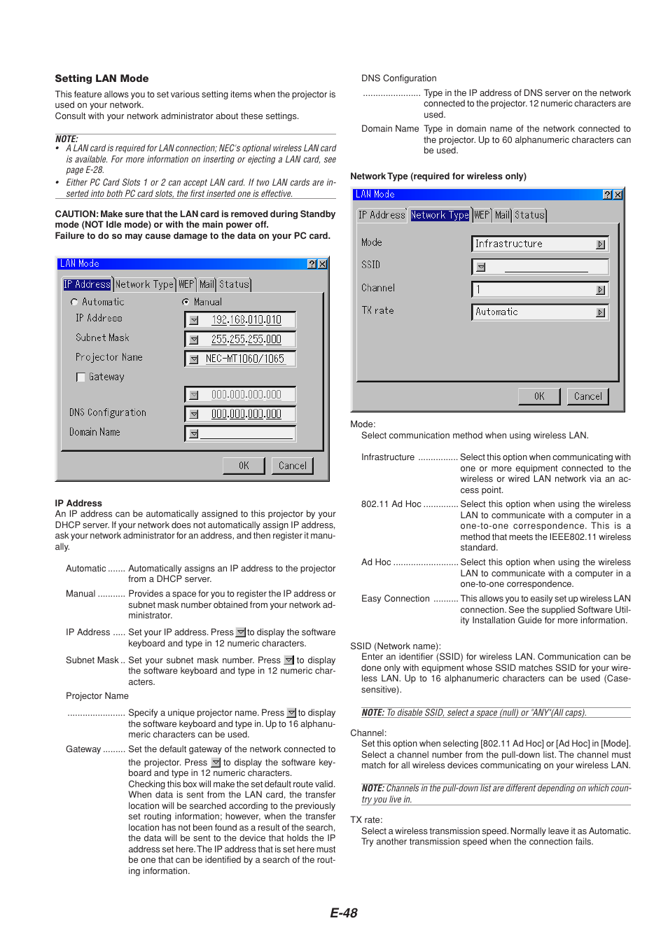 E-48 | NEC MT1065  EN User Manual | Page 48 / 65