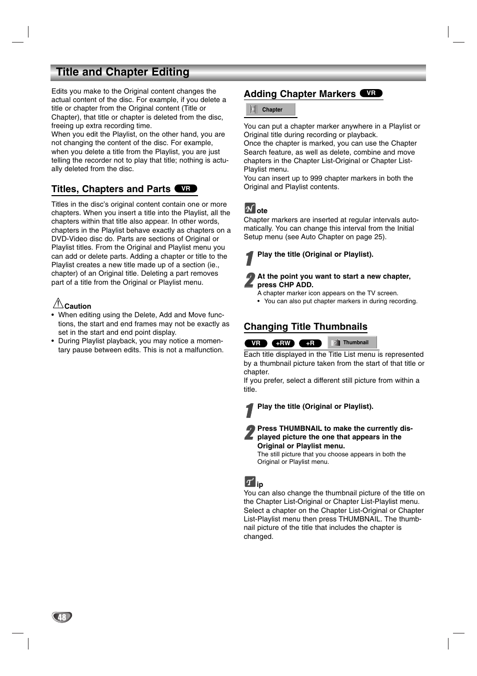 Title and chapter editing | NEC NDR50 User Manual | Page 48 / 62