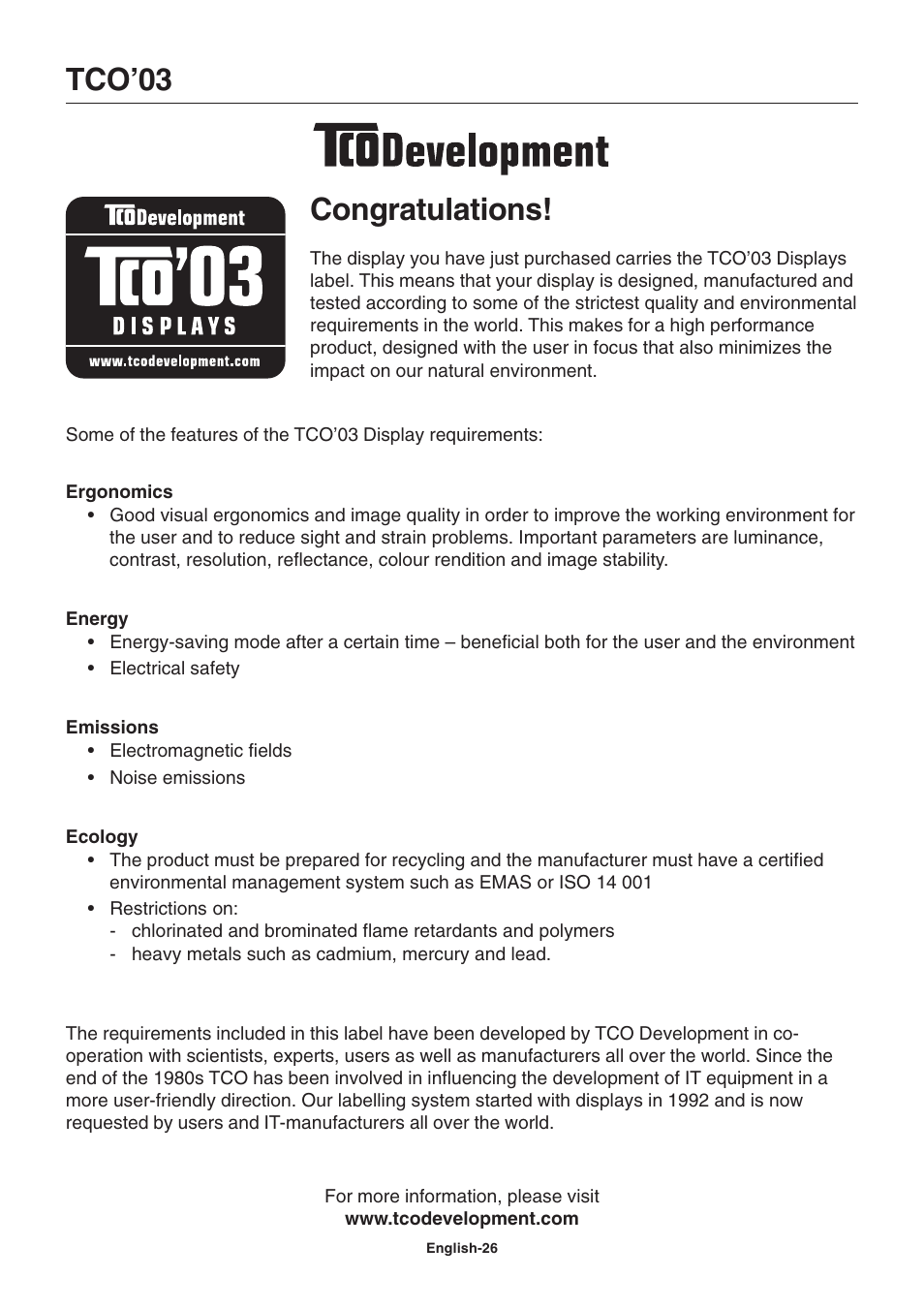 Tco’03 | NEC 2690 User Manual | Page 28 / 29