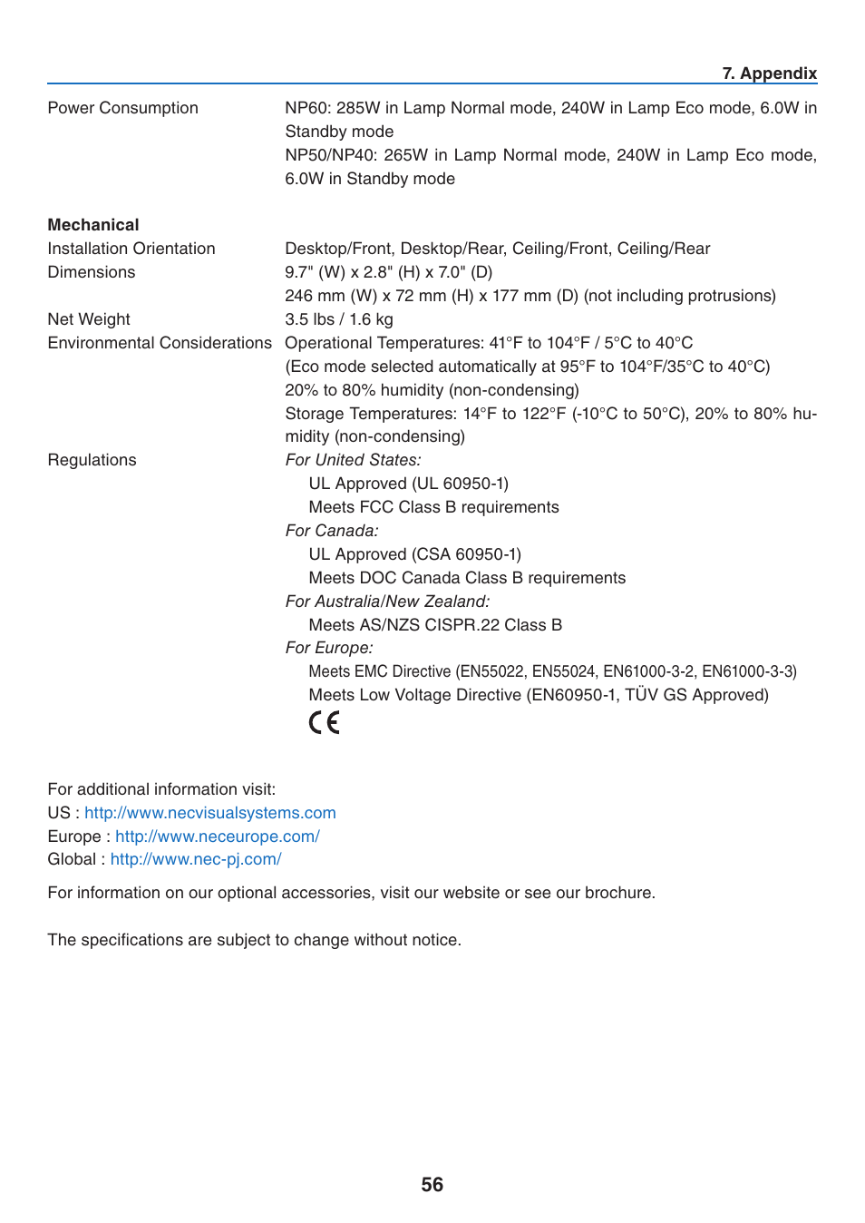 NEC NP40 User Manual | Page 64 / 74