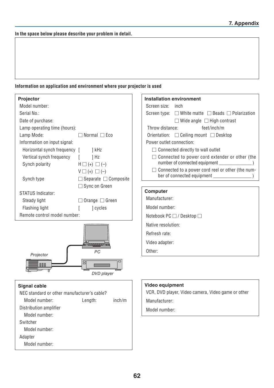 NEC NP40 User Manual | Page 70 / 74