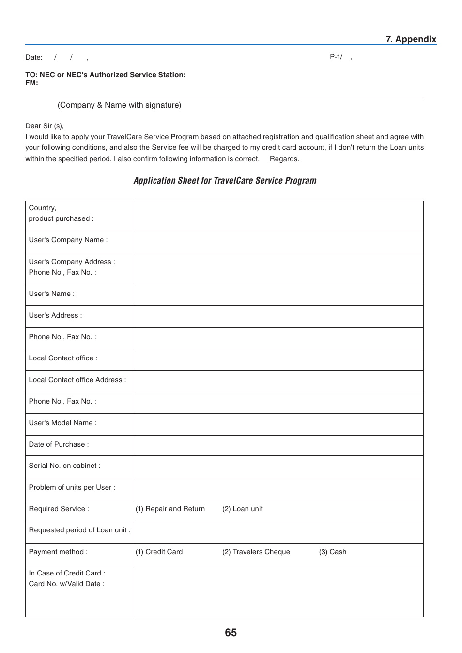 NEC NP40 User Manual | Page 73 / 74