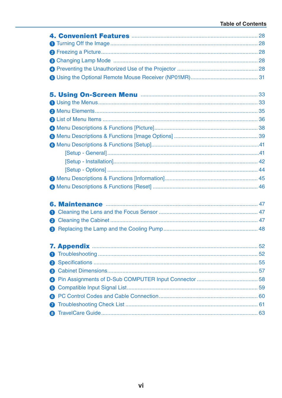 NEC NP40 User Manual | Page 8 / 74