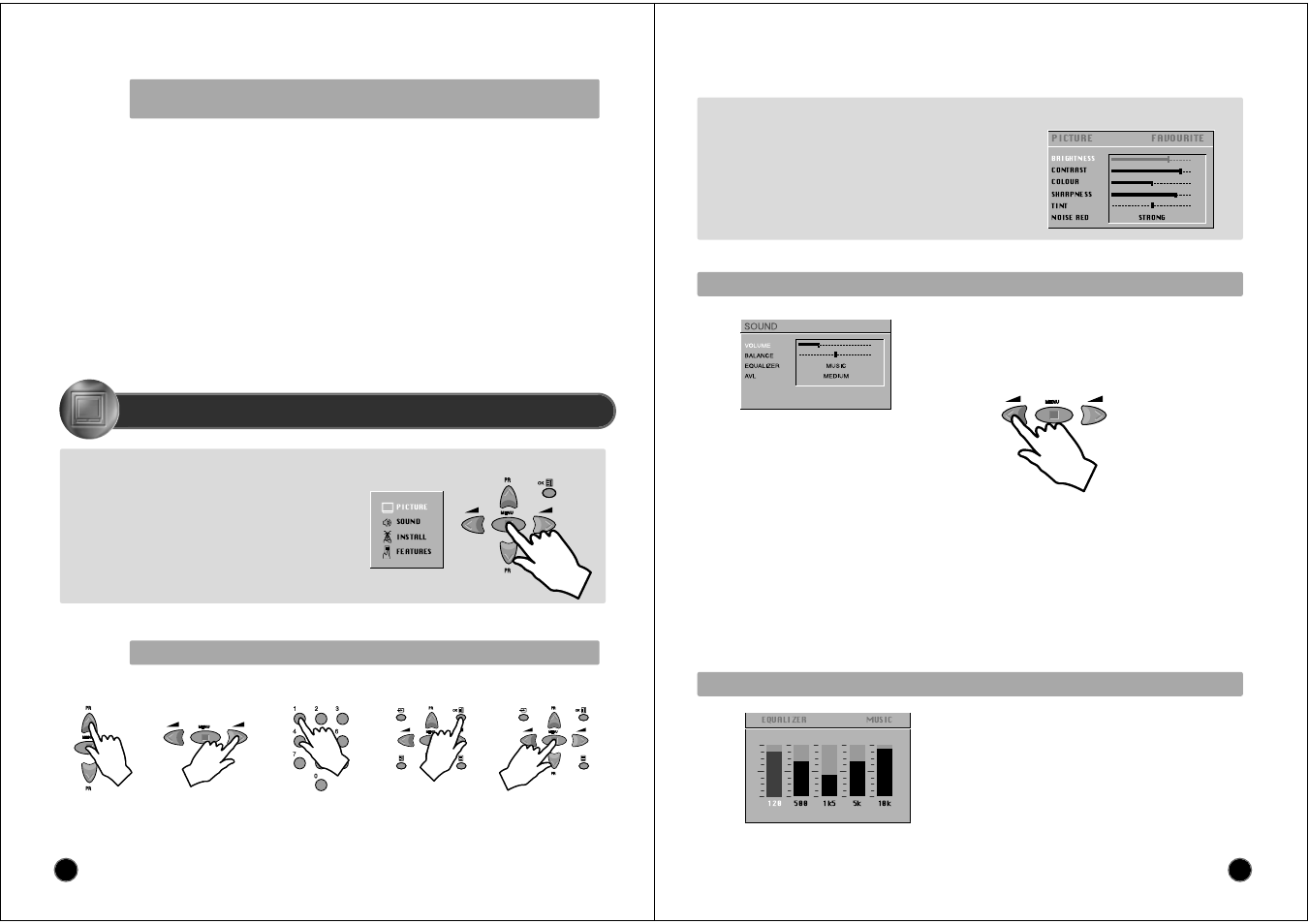 Menus description, How to use the sub-menus, Sound menu | Equalizer menu | NEC PF28WT100 User Manual | Page 5 / 10