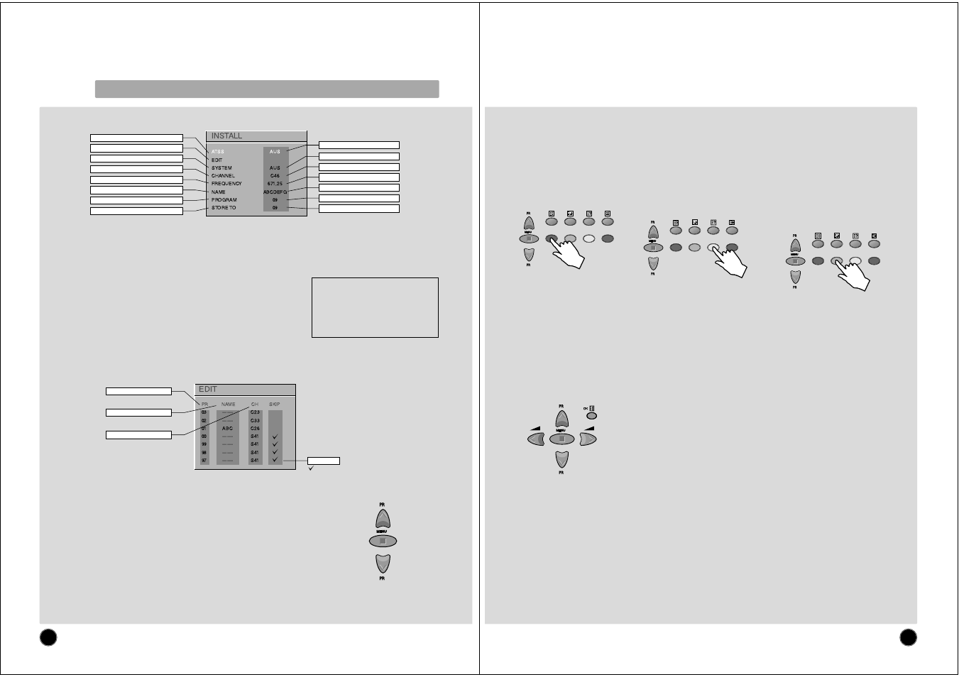 Install menu | NEC PF28WT100 User Manual | Page 6 / 10