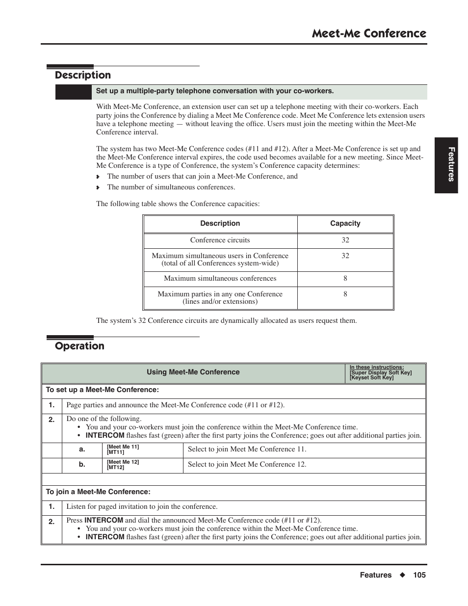Meet-me conference, Description, Operation | NEC P/N 1093099 User Manual | Page 113 / 190