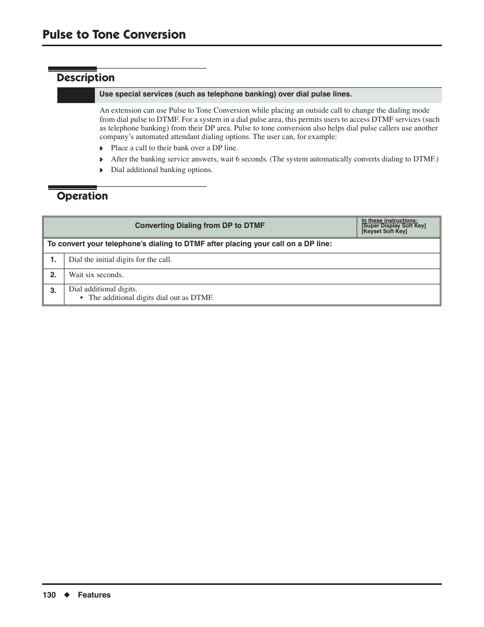 Pulse to tone conversion, Description, Operation | NEC P/N 1093099 User Manual | Page 138 / 190