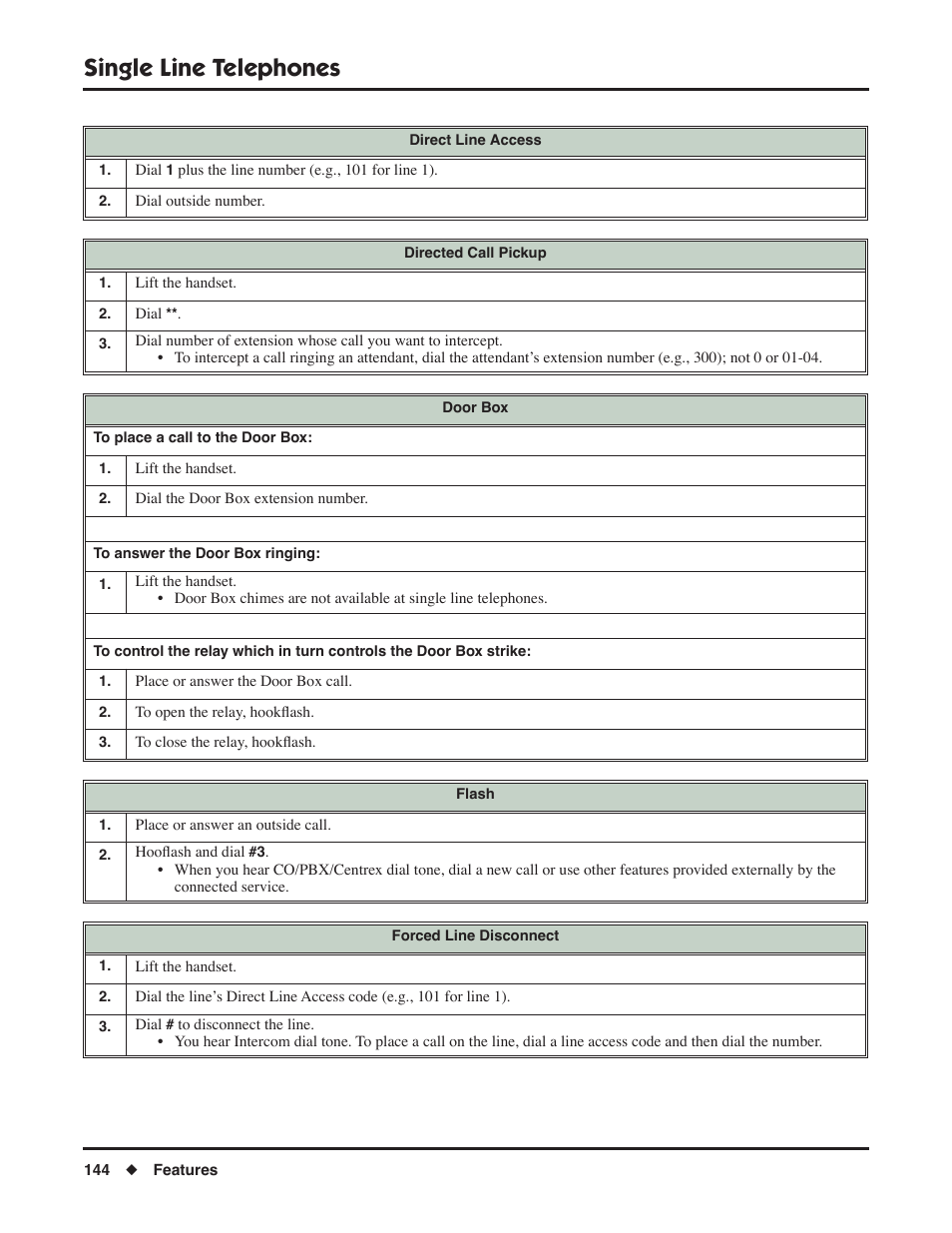 Single line telephones | NEC P/N 1093099 User Manual | Page 152 / 190