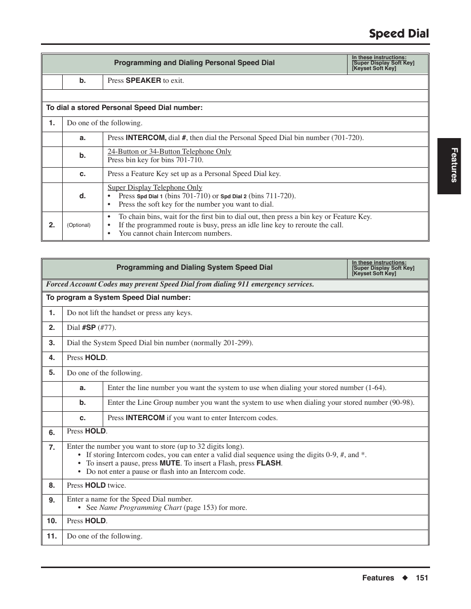 Speed dial | NEC P/N 1093099 User Manual | Page 159 / 190