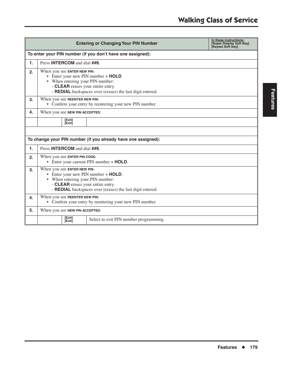 Walking class of service | NEC P/N 1093099 User Manual | Page 187 / 190
