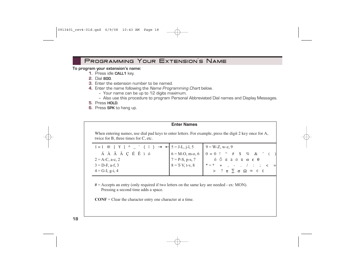 Programming your extension’s name | NEC UX5000 User Manual | Page 18 / 24