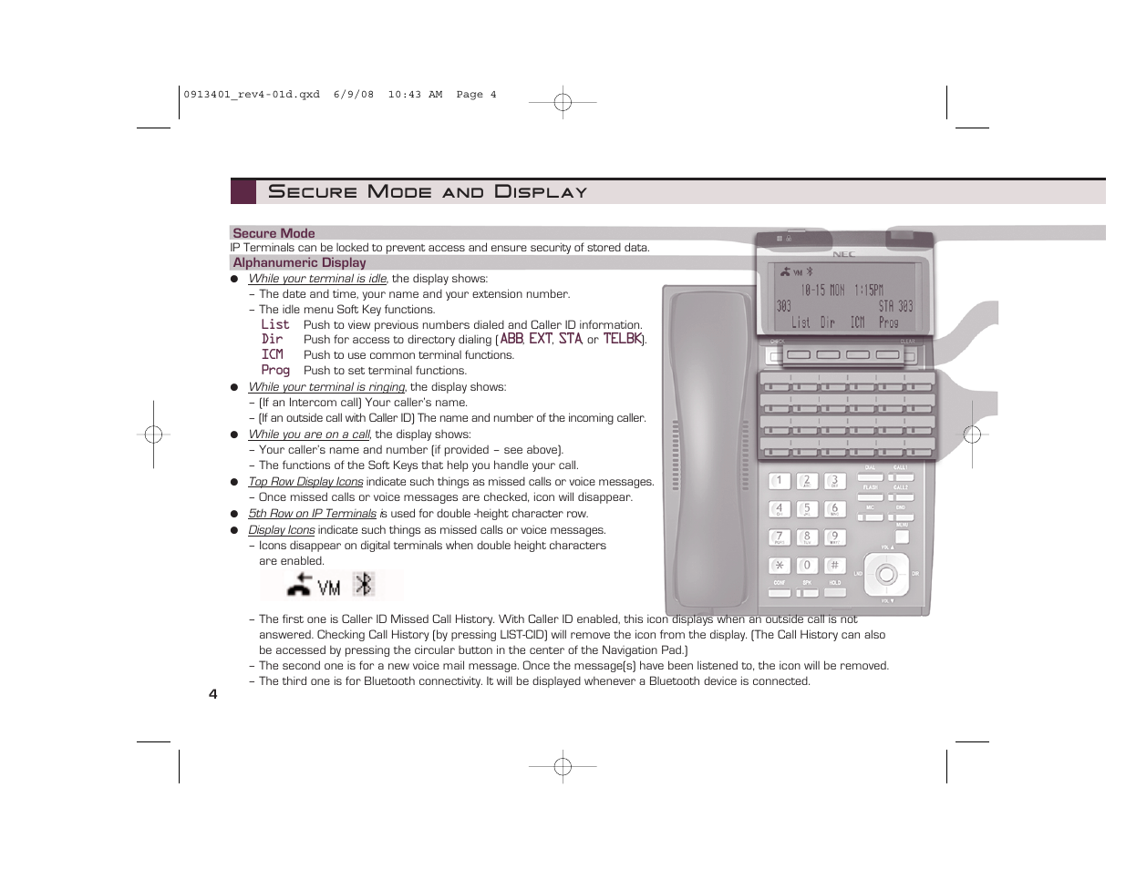 Secure mode and display | NEC UX5000 User Manual | Page 4 / 24