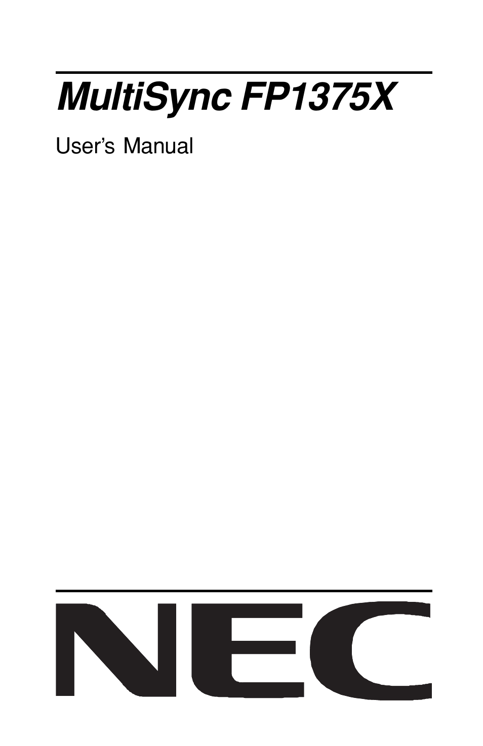 NEC FP1375X User Manual | 23 pages