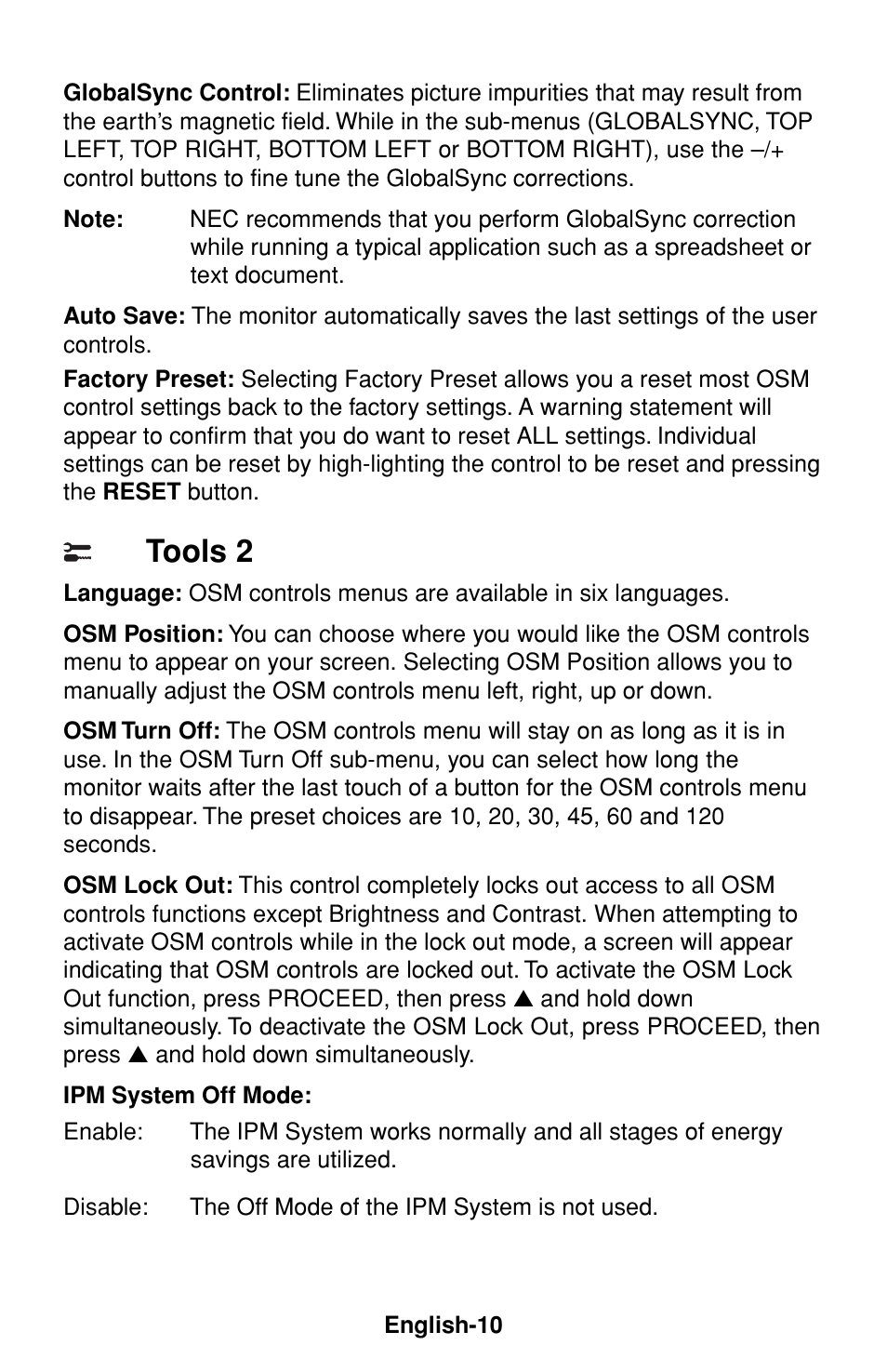 Tools 2 | NEC FP1375X User Manual | Page 11 / 23