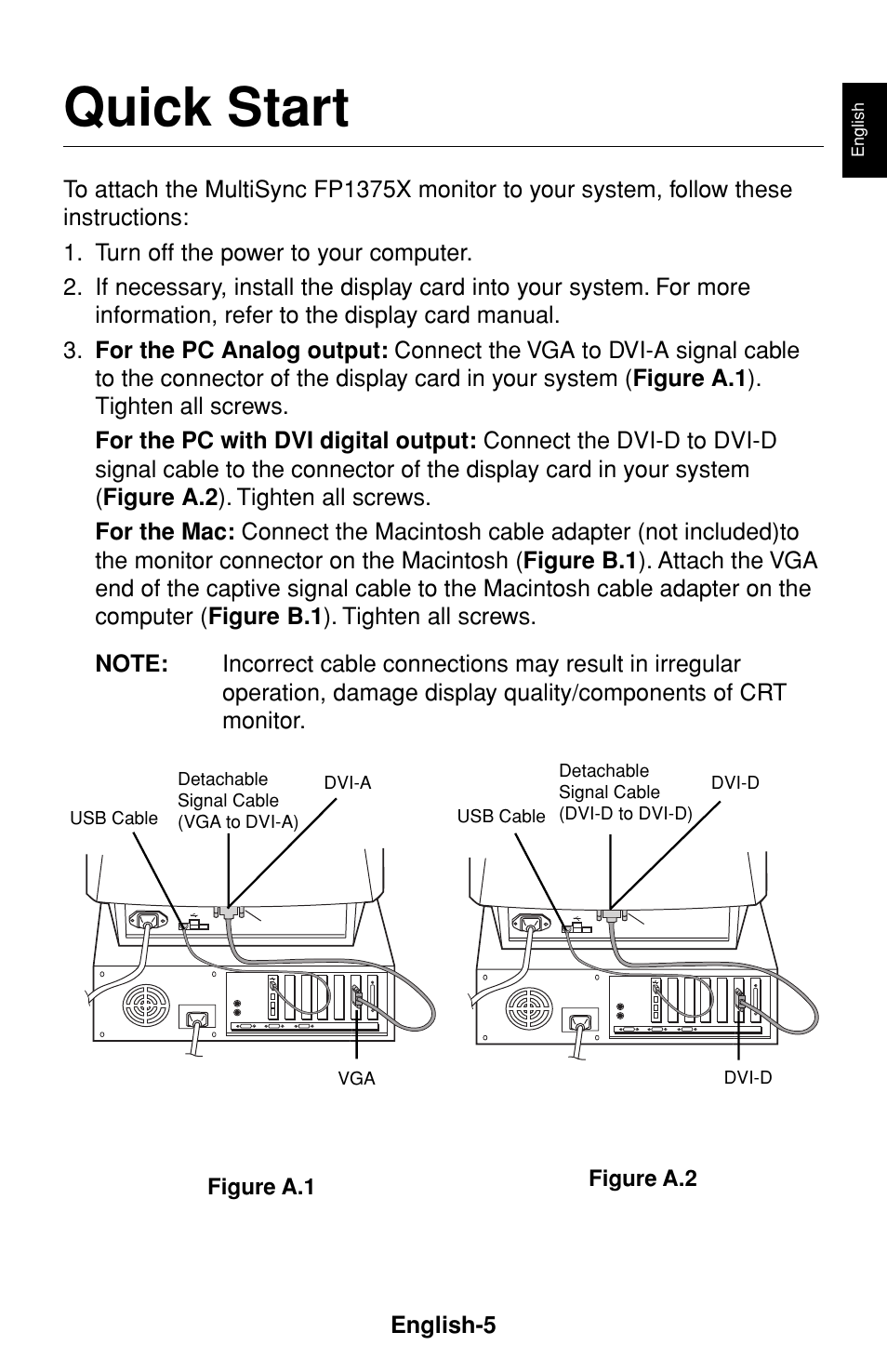 Quick start | NEC FP1375X User Manual | Page 6 / 23