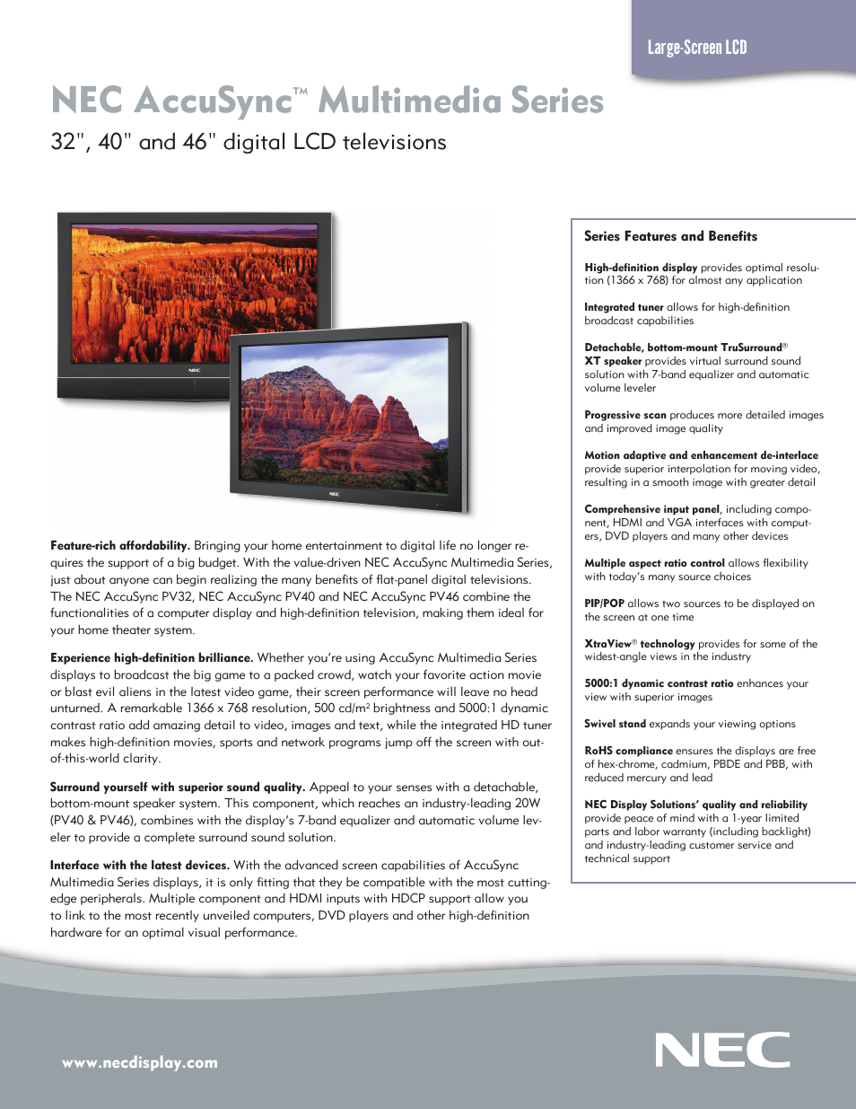 NEC ASPV32-AVT User Manual | 2 pages