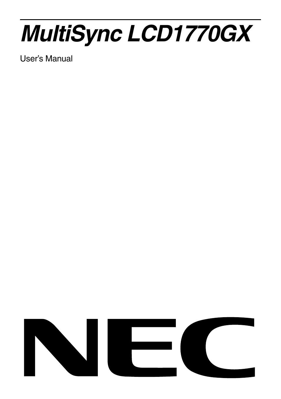 NEC LCD1770GX User Manual | 18 pages