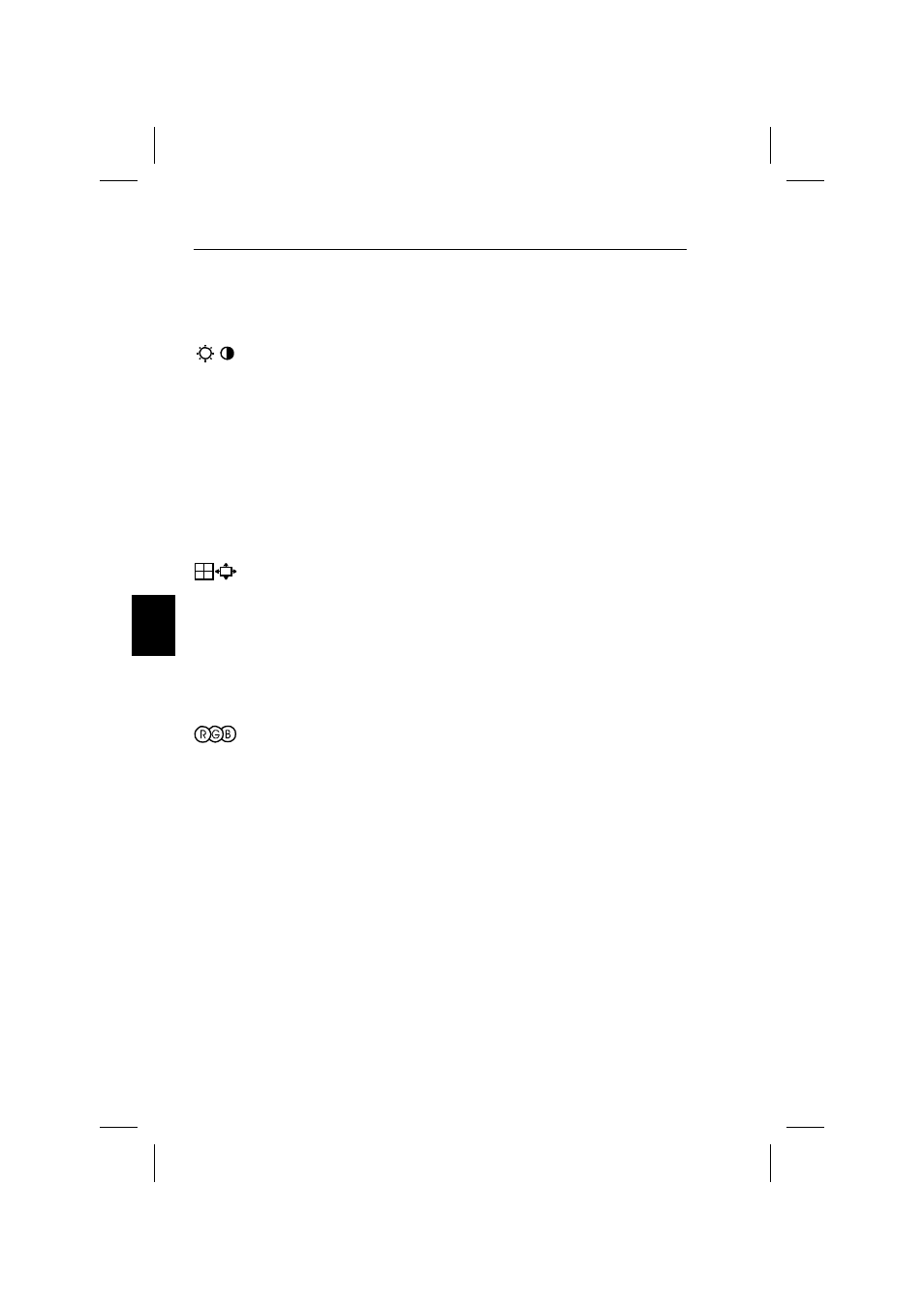 Commande de luminosité et de contraste, Taille et position, Contrôle des couleurs | NEC E1100+ User Manual | Page 62 / 115