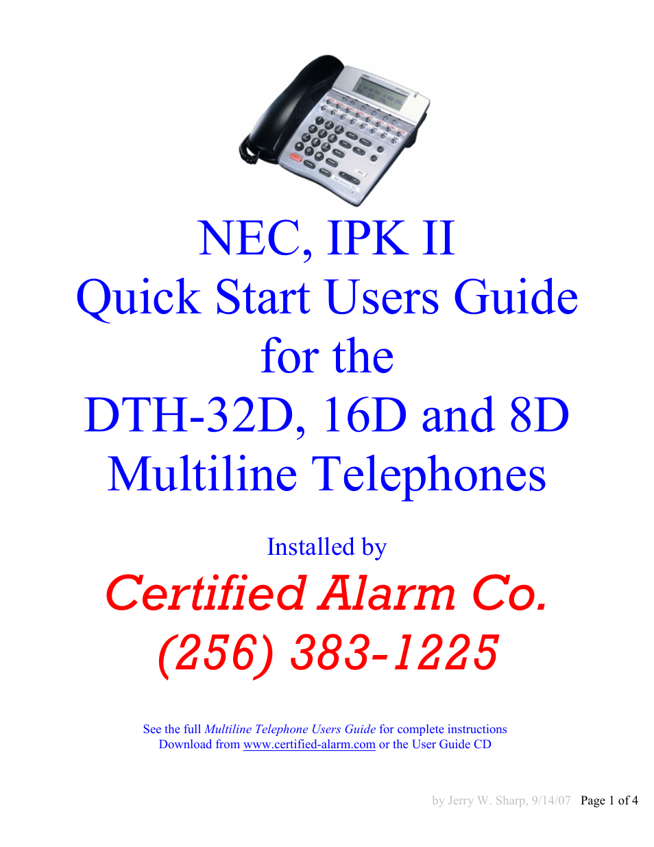 NEC 16D and 8D User Manual | 4 pages